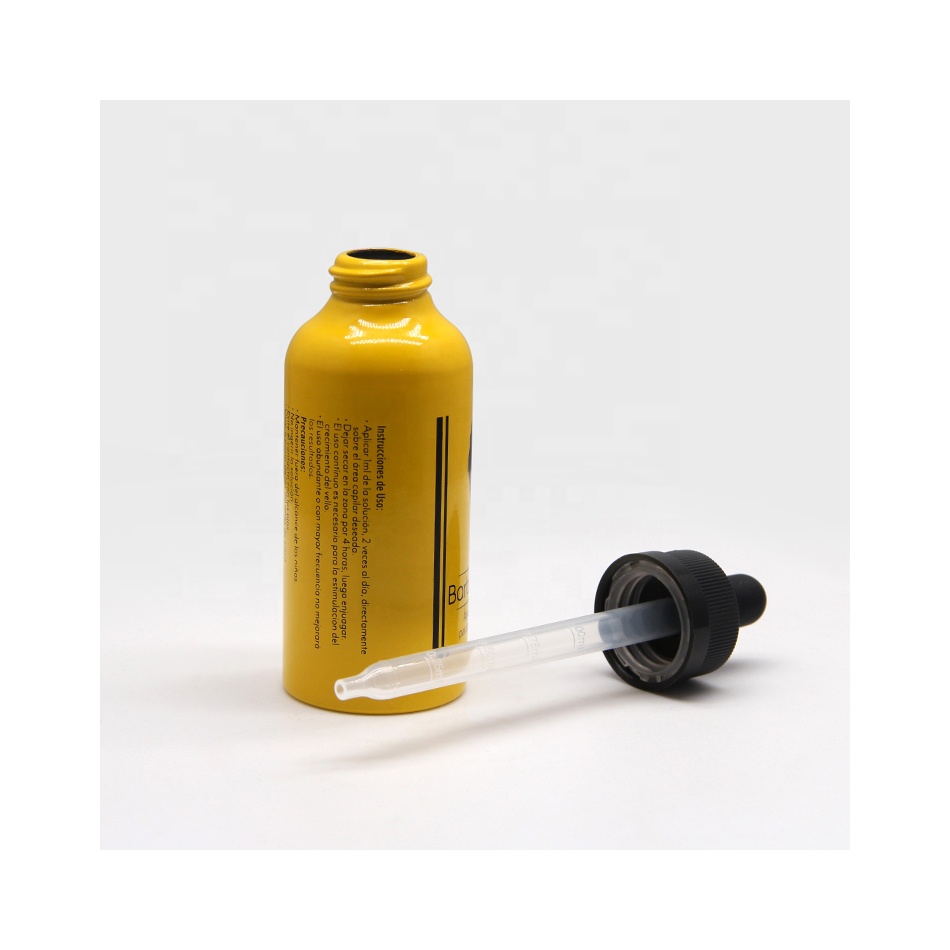 luxury metal frosted printing aluminum essential oil dropper bottle  100ml 30ml