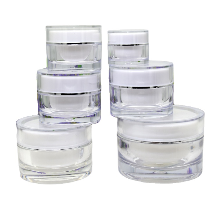 luxury new style 5g 10g 15g 20g 30g 50g round clear double wall body face cream containers eye cream cosmetic acrylic cream jar