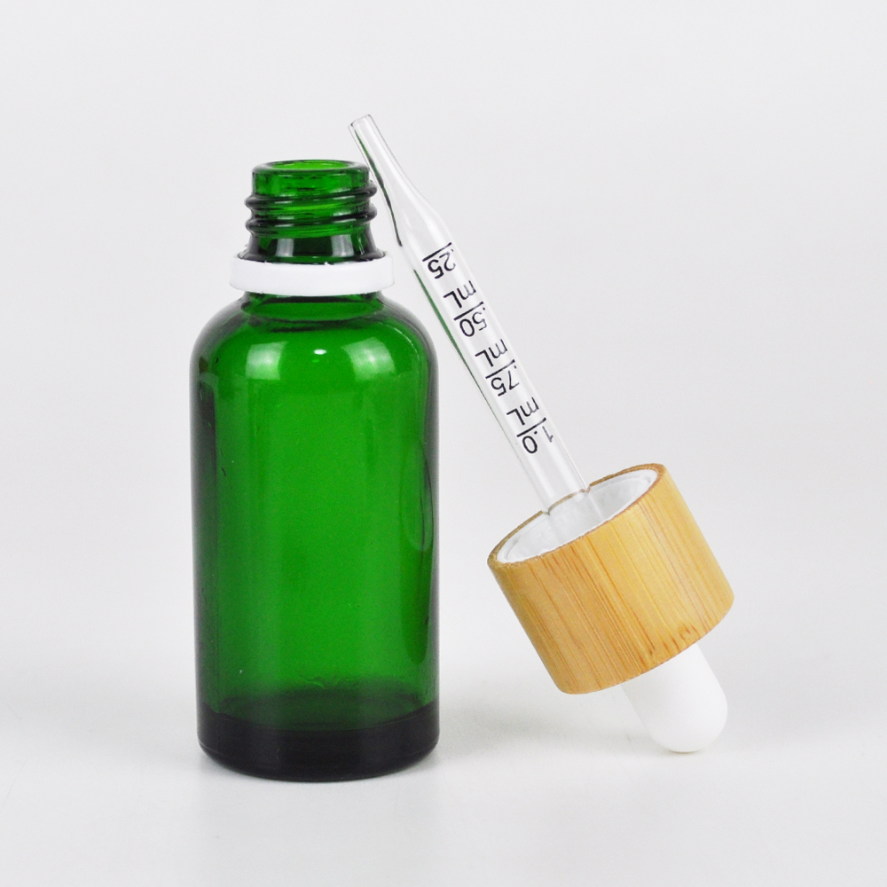 luxury packaging 1oz 30ml clear green eliquid glass dropper bottle with box