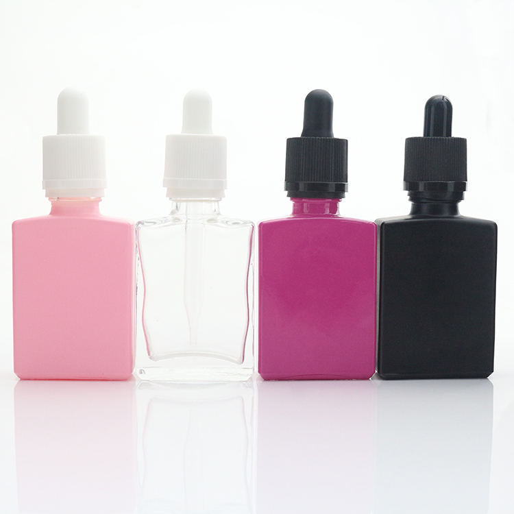 luxury pink black square glass dropper bottle 30ml for essential oils