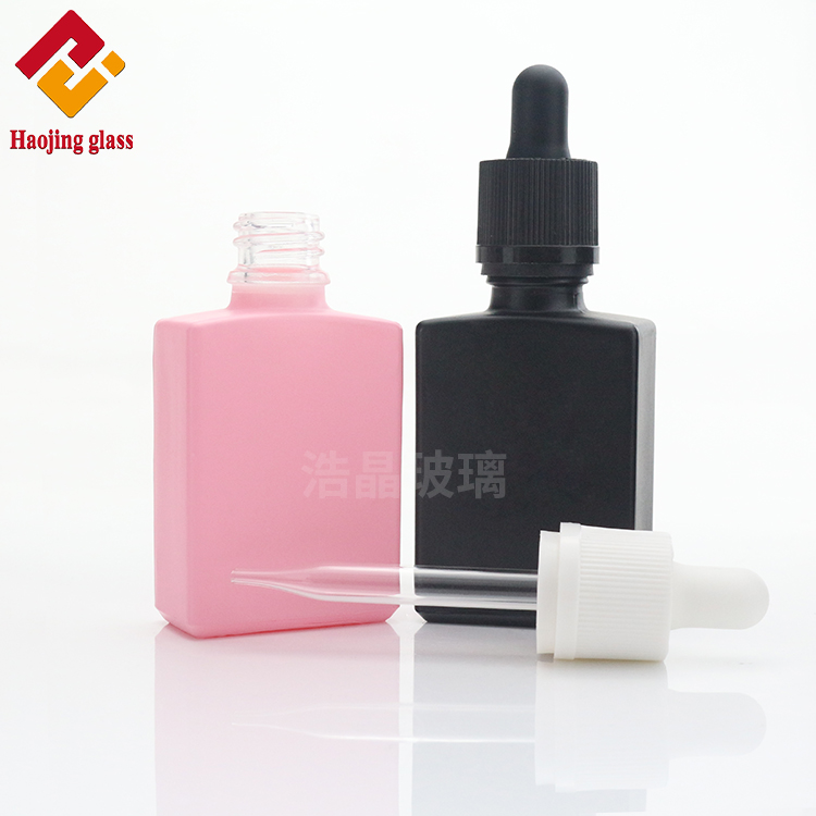 luxury pink black square glass dropper bottle 30ml for essential oils