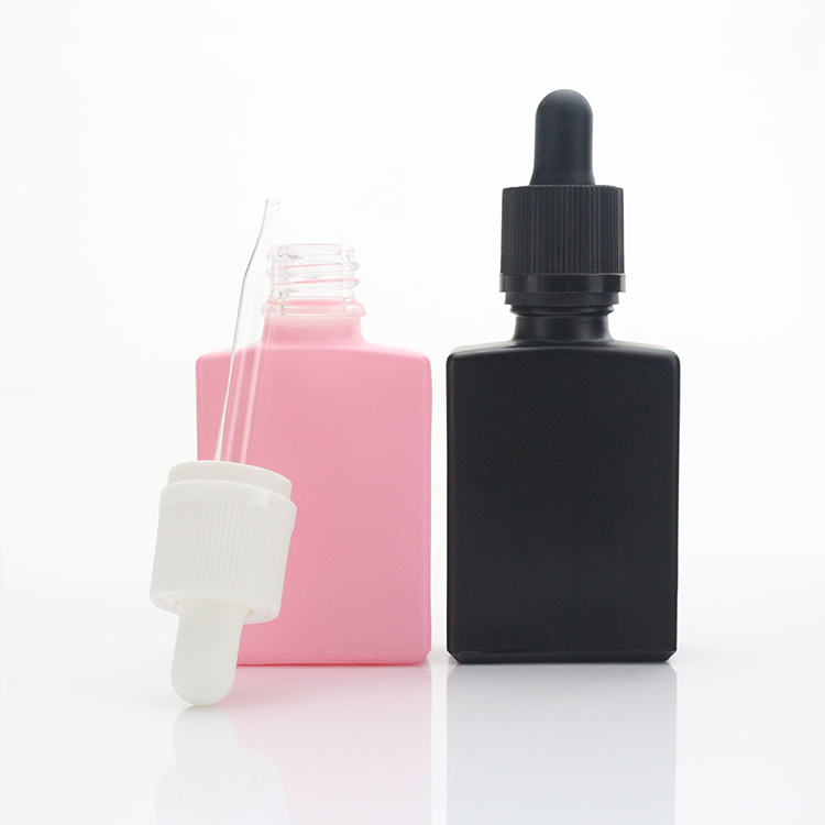 luxury pink black square glass dropper bottle 30ml for essential oils