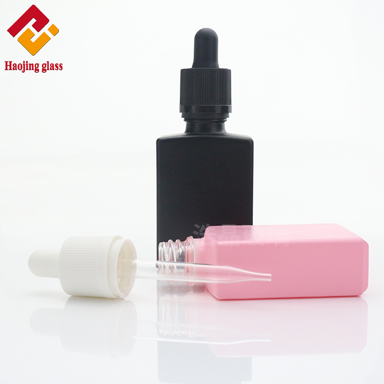 luxury pink black square glass dropper bottle 30ml for essential oils