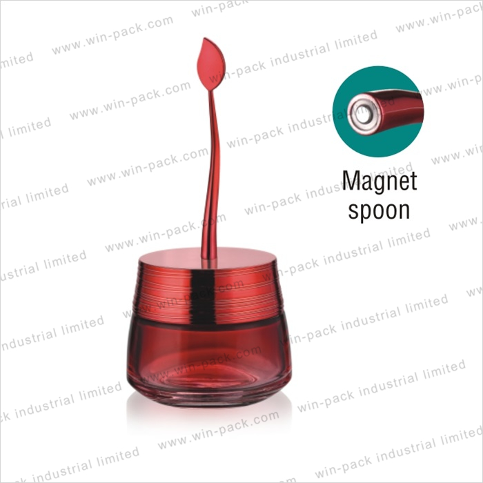 luxury red color empty pretty high quality glass jar for cream cosmetic 50g 100g