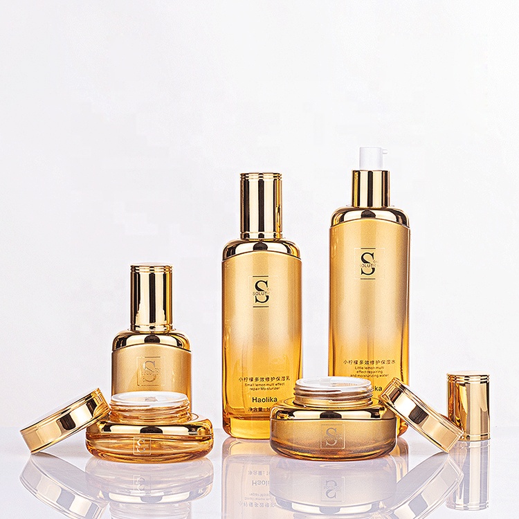 luxury rose gold crystal cosmetic packages glass skincare containers radian bottle and jar