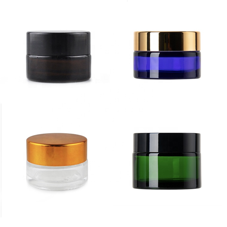 luxury round frosted amber glass cream cosmetic packaging bottles with metal lid 50g 60g 100g