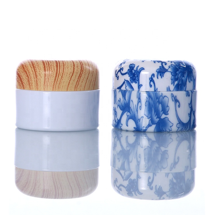 luxury round shape bamboo cosmetic jar bamboo plastic bottle for cream with bamboo jar lid