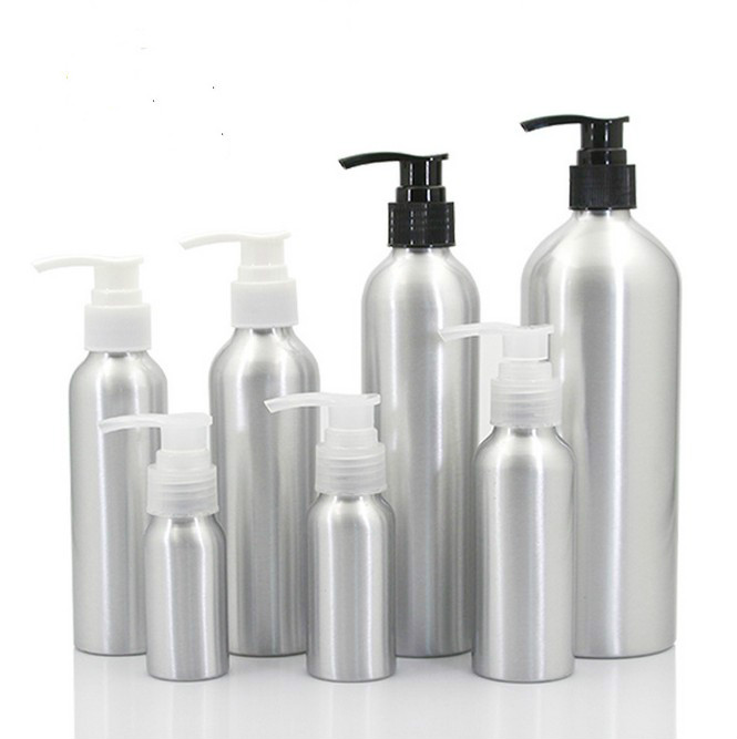 luxury shampoo lotion black pump cap aluminium bottle 100ml