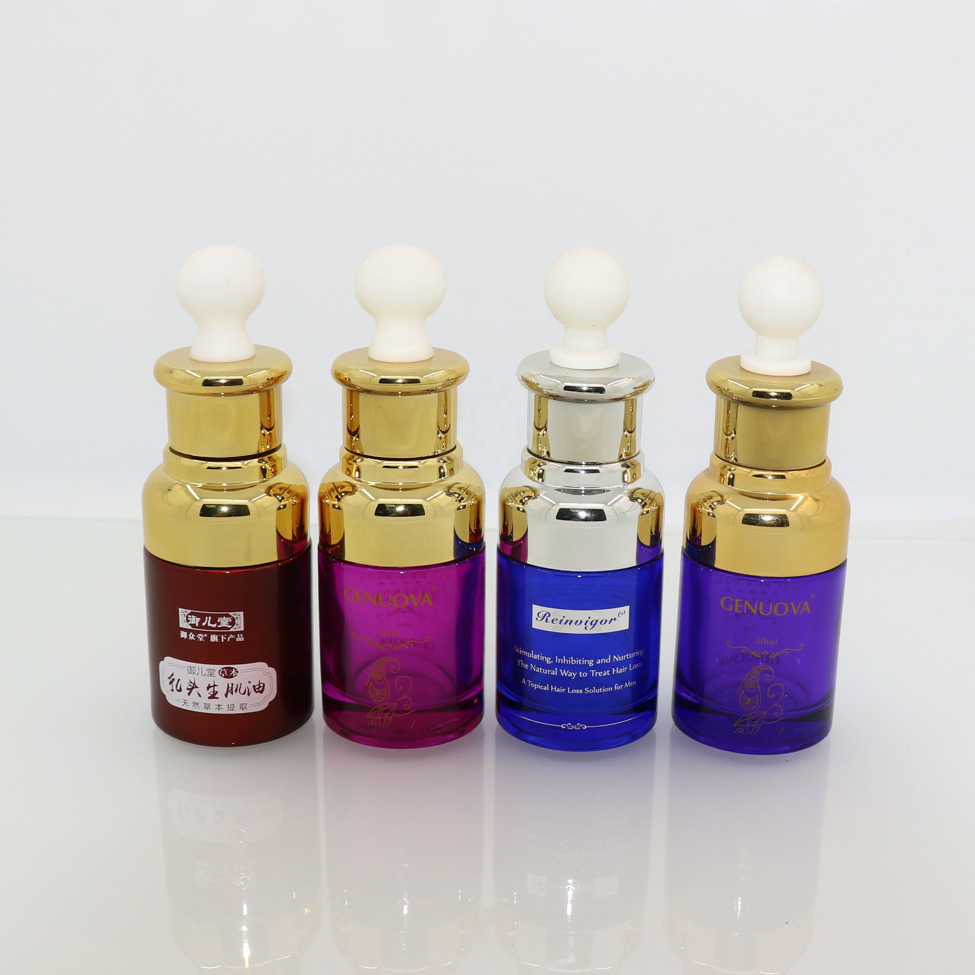 luxury skin care violet purple black glass dropper bottles 20ml 30ml 50ml