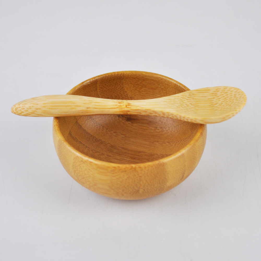 luxury small bamboo cosmetic containers packaging mask bowl with small spoon