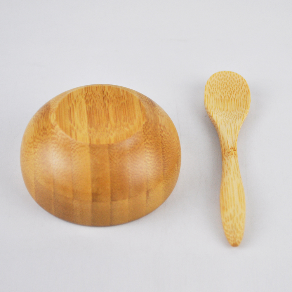 luxury small bamboo cosmetic containers packaging mask bowl with small spoon