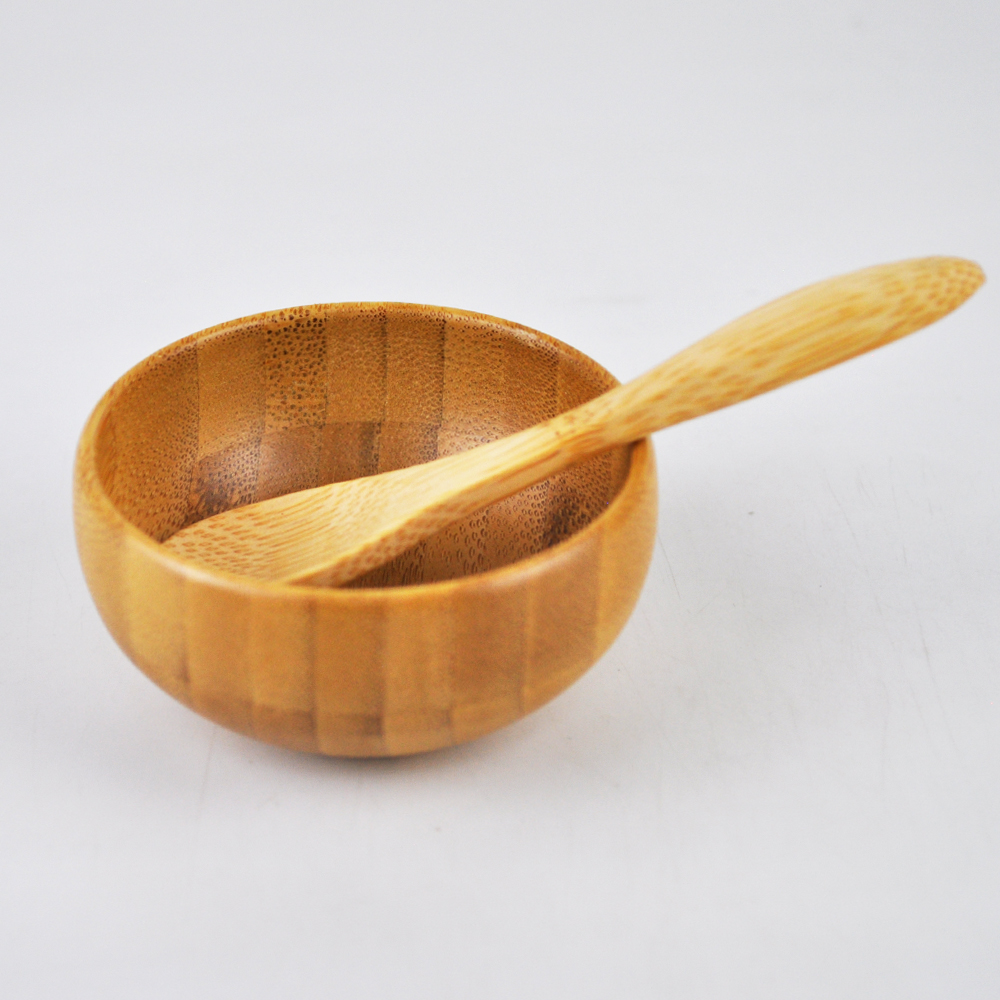 luxury small bamboo cosmetic containers packaging mask bowl with small spoon