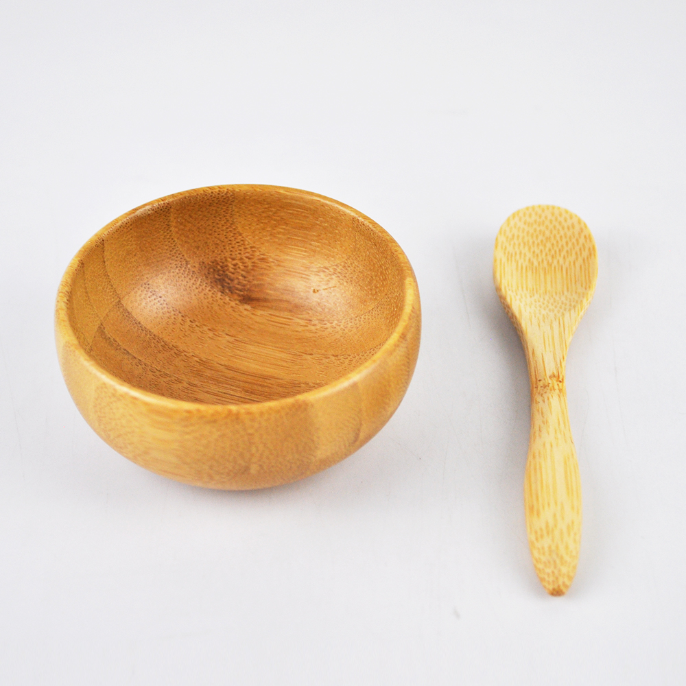 luxury small bamboo cosmetic containers packaging mask bowl with small spoon