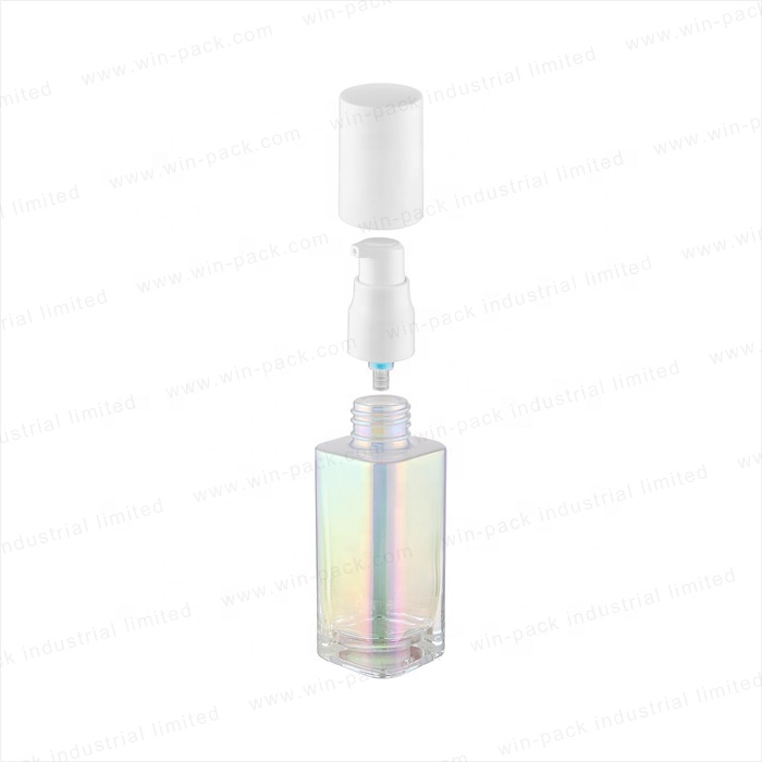 luxury square UV coating color cosmetics lotion bottle with pump and face cream jar packaging wholesale