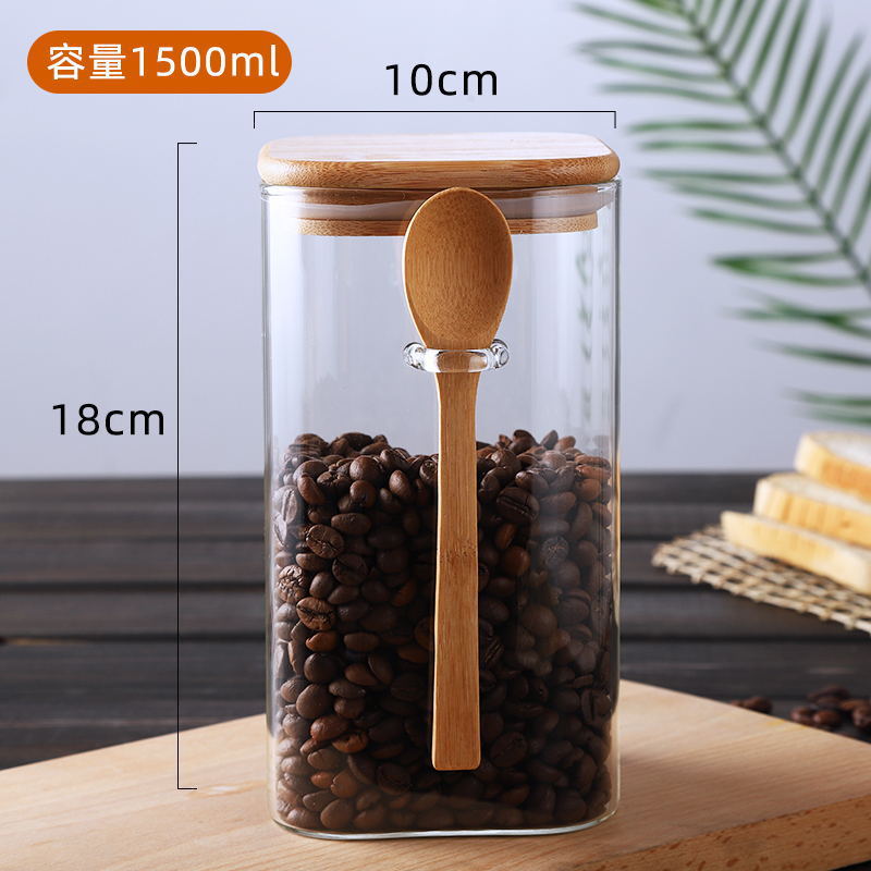luxury square stackable frosted storage glass jar containers for food