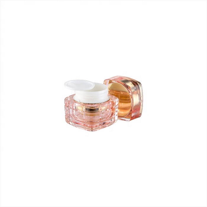 luxury square transparent color square cosmetic packing bottle acrylic cream jar set 15g 30g 50g