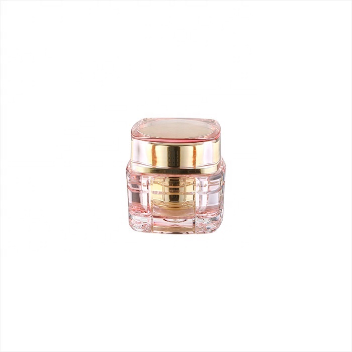 luxury square transparent color square cosmetic packing bottle acrylic cream jar set 15g 30g 50g