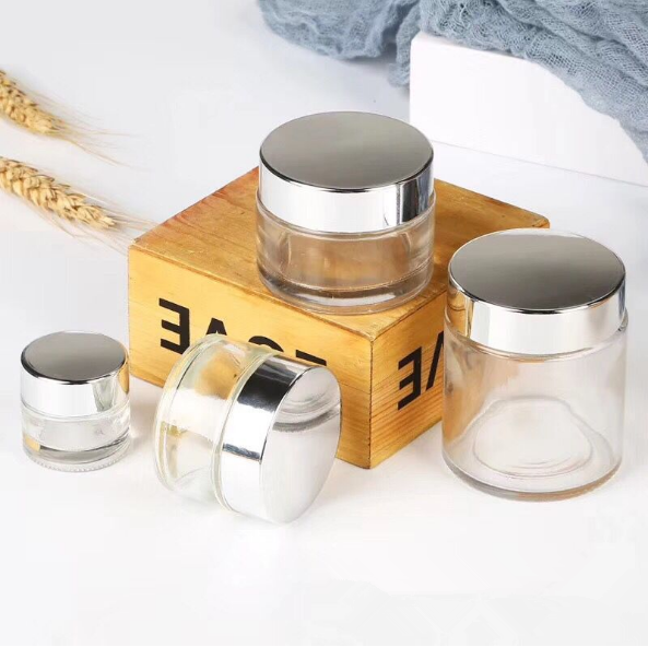 luxury unique 5ml 10ml 20ml 30ml 50ml 100ml Customized Cosmetic Packaging Glass Amber Cream Jar with plastic black aluminum cap