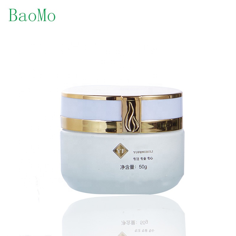 luxury white cosmetic glass jars and bottles 50g 40ml 100ml 120ml lotion pump with skin care packaging
