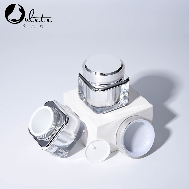 luxury white square acrylic face cream gel jar 30ml 50ml for cosmetic moisturizing Cream