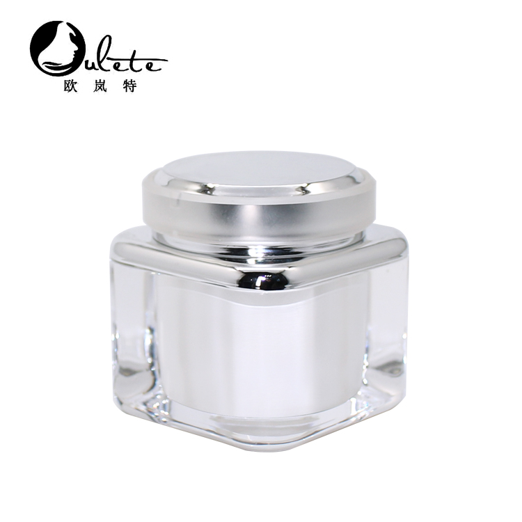 luxury white square acrylic face cream gel jar 30ml 50ml for cosmetic moisturizing Cream