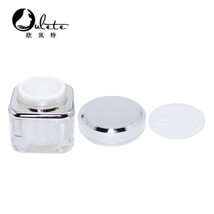 luxury white square acrylic face cream gel jar 30ml 50ml for cosmetic moisturizing Cream