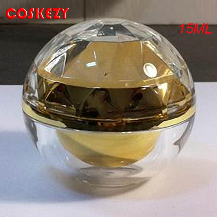 luxury wholesale 15g 30g gold acrylic ball shape cream jar , plastic gold Cosmetic Packaging , 15 g 30 g acrylic Cosmetic Jar
