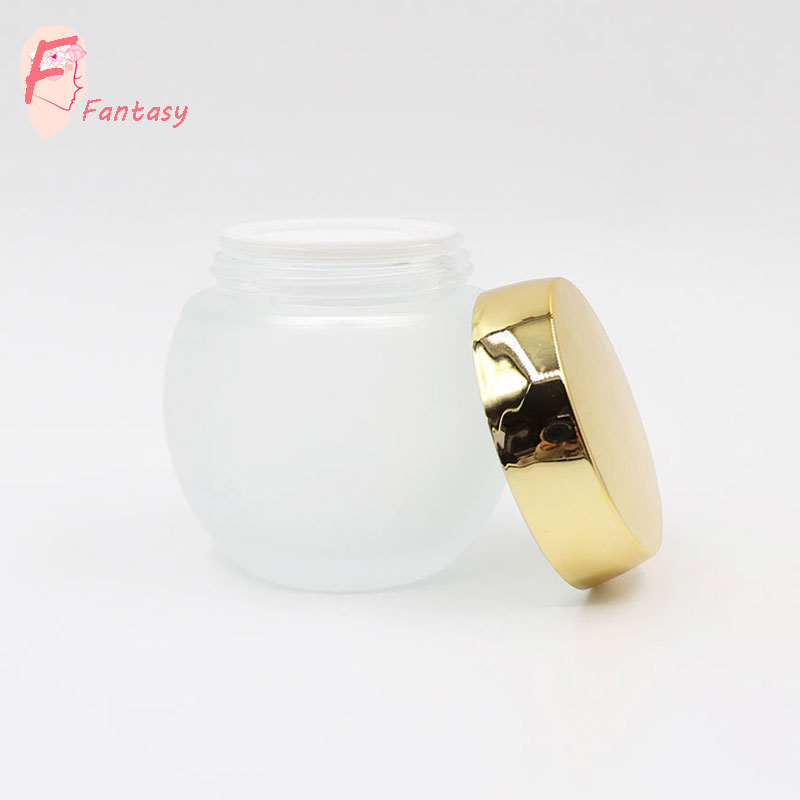 made in China spot stock quality unique ball shape frosted glass jar 4 oz glass cream jar with gold cap 120g cheap price