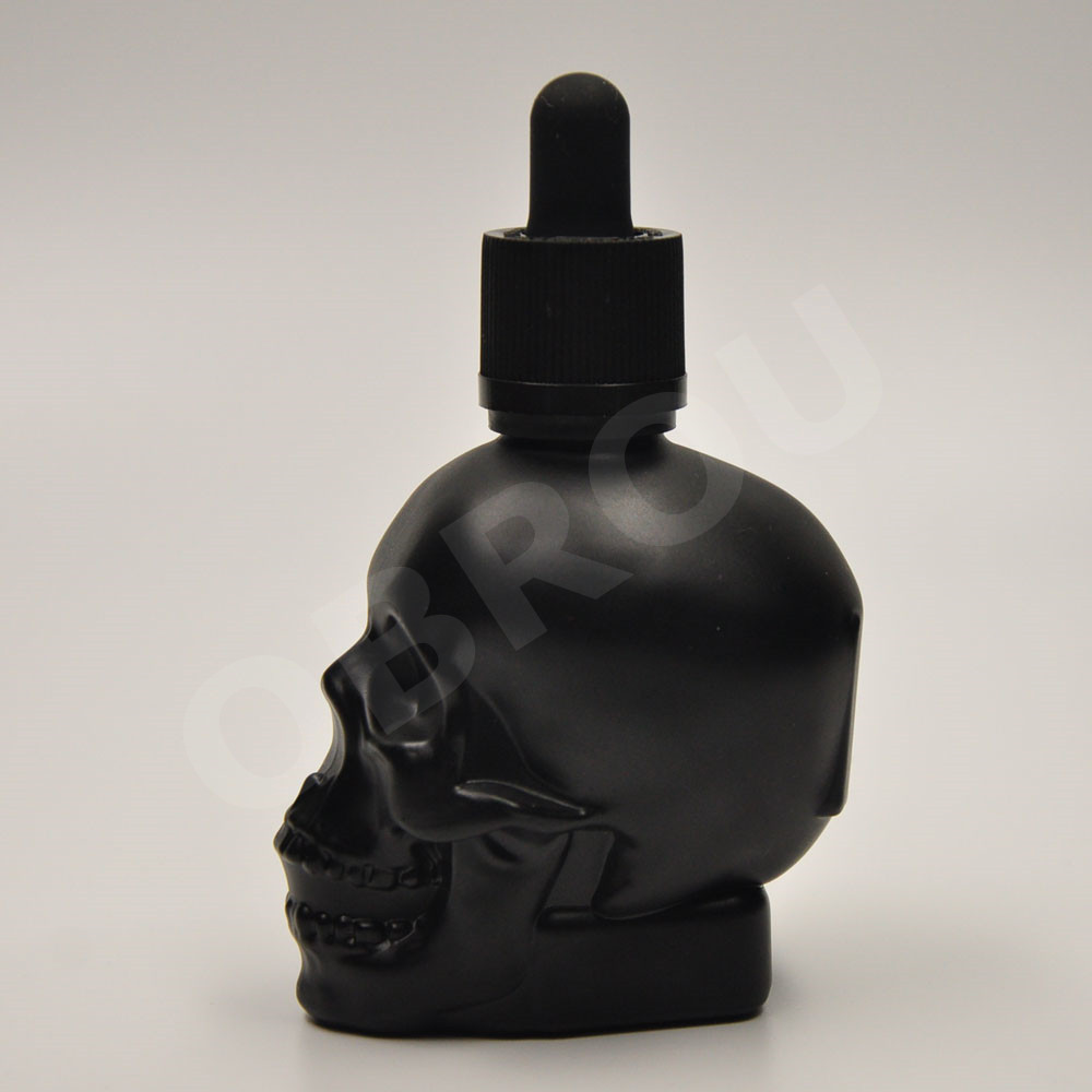 manufacturer 30ml 60ml 120ml color Glass Skull Bottle for e vape liquid skull glass dropper bottle