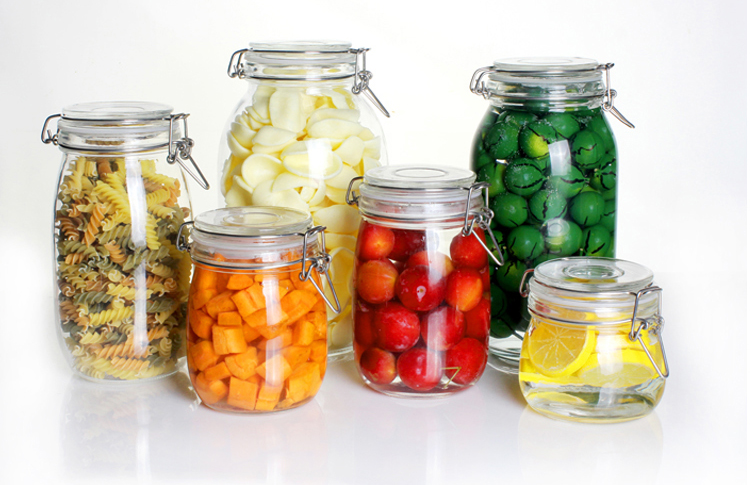 manufacturer customized clasp sealed food storage tank stainless steel lid fruit glass jar