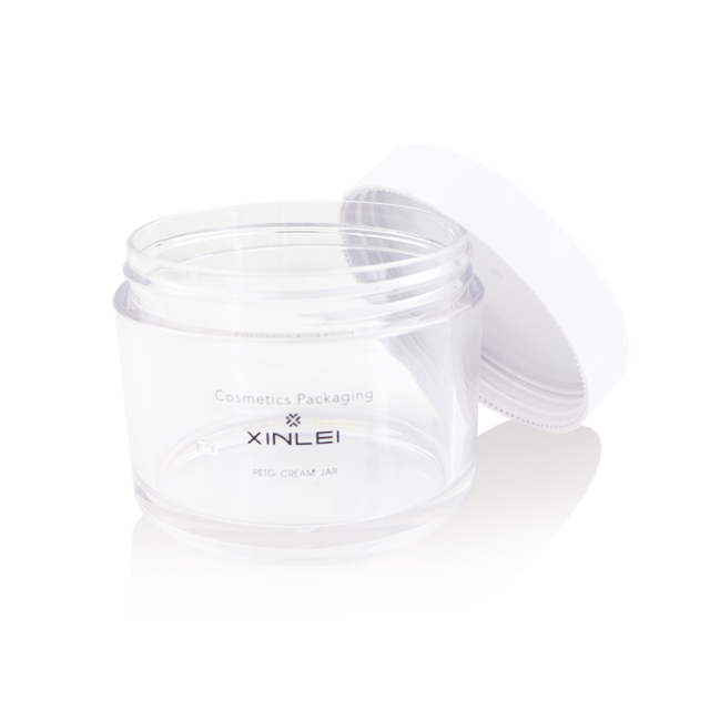 manufacturer hot sale product 250g clear round plastic white PETG jar with lid for cosmetic cream hair care 8oz jar with lid