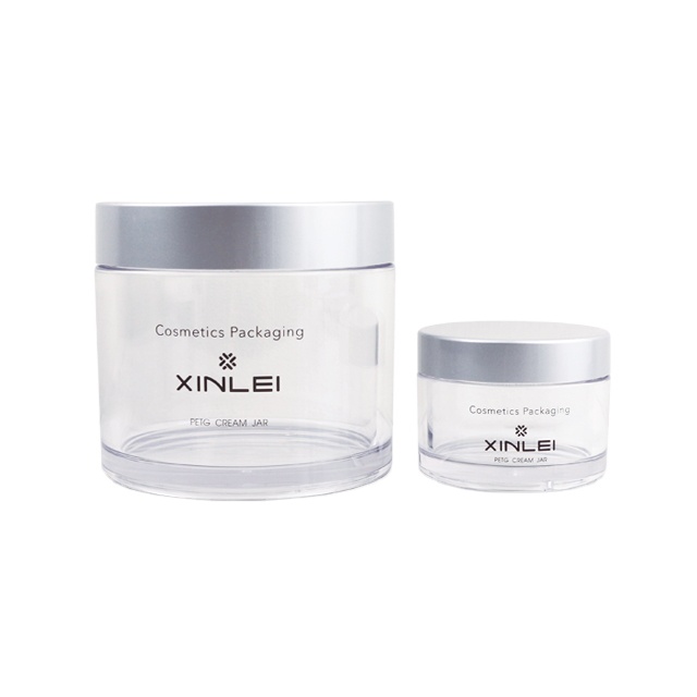 manufacturer hot sale product 250g clear round plastic white PETG jar with lid for cosmetic cream hair care 8oz jar with lid