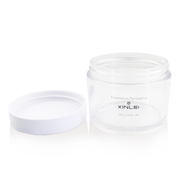 manufacturer hot sale product 8oz 250g clear round plastic white PETG jar with lid for cosmetic cream hair care also for spice