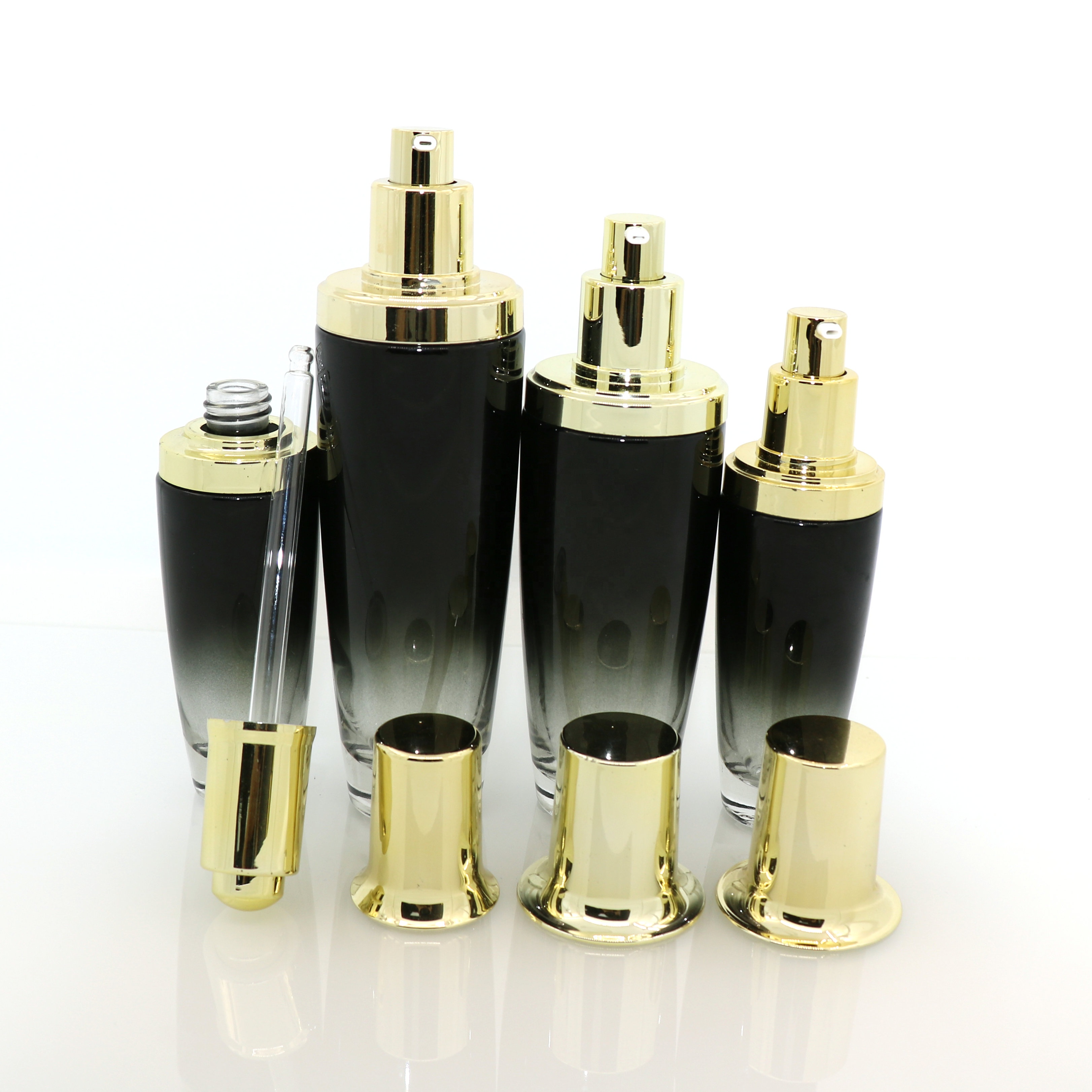 manufacturer lotion perfume 100ml 120ml luxury gradient purple lotion serum oil and sliver gold spray bottles