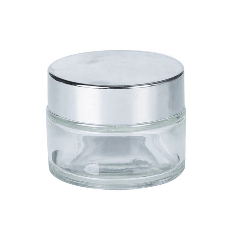manufacturer selling clear cosmetic jars with lids luxury cosmetic glass jar with gold cap