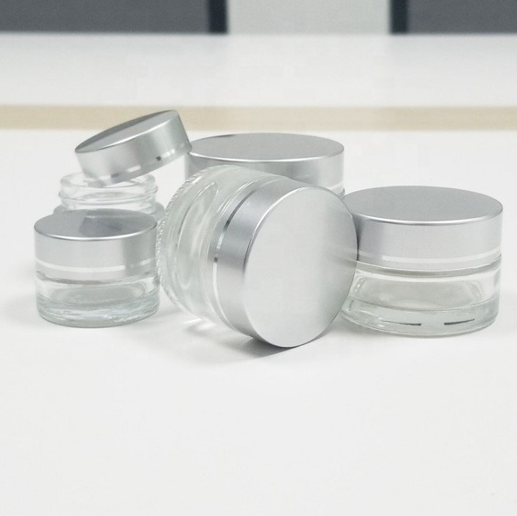 manufacturer selling clear cosmetic jars with lids luxury cosmetic glass jar with gold cap