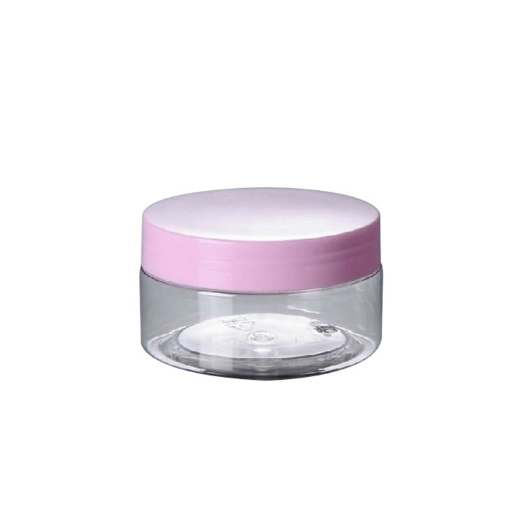 manufacturers 50g 100g 150g 200g pet material cosmetic jar clear pet plastic cream jar with pink lid