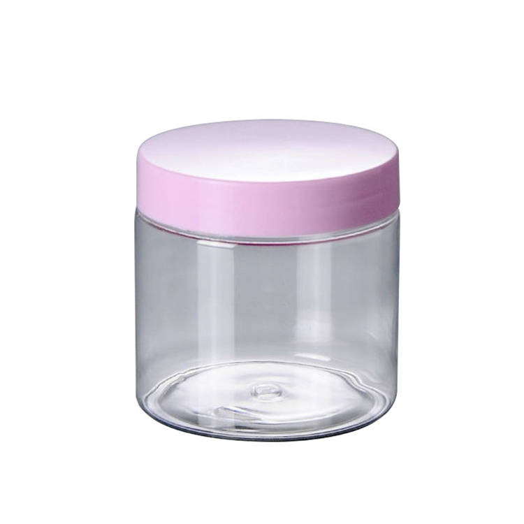 manufacturers 50g 100g 150g 200g pet material cosmetic jar clear pet plastic cream jar with pink lid