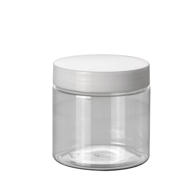 manufacturers 50g 100g 150g 200g pet material cosmetic jar clear pet plastic cream jar with pink lid