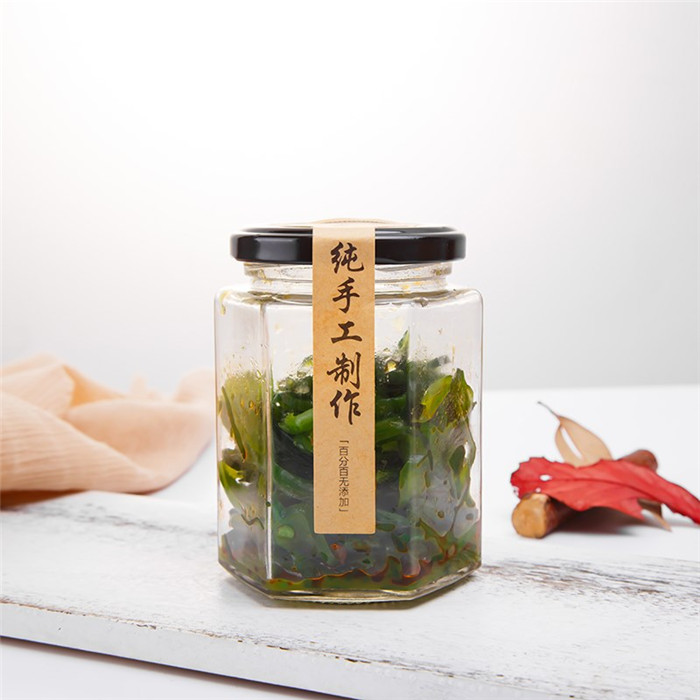 manufacturers different sizes empty hexagon glass jar with screw cap