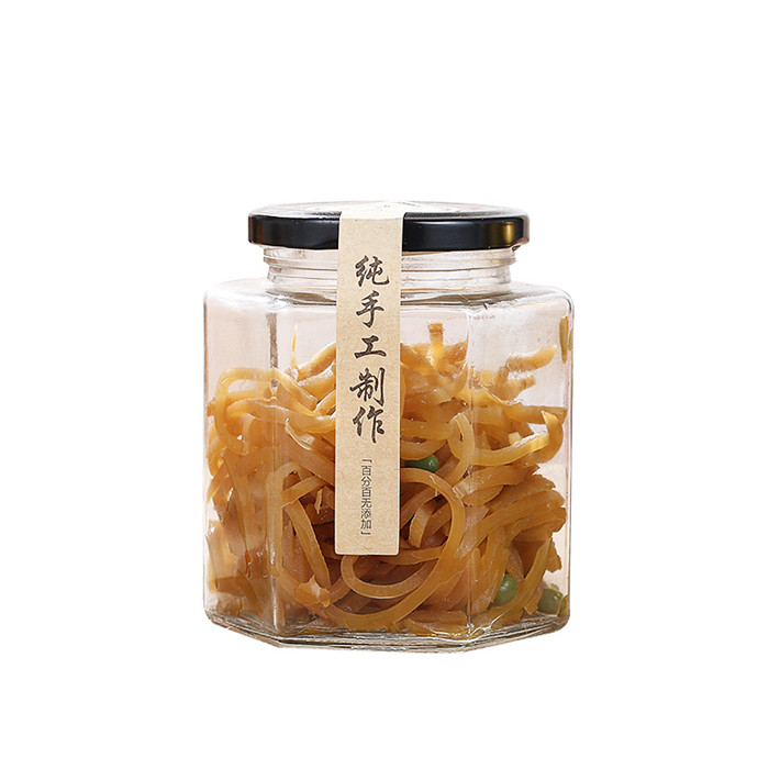 manufacturers different sizes empty hexagon glass jar with screw cap