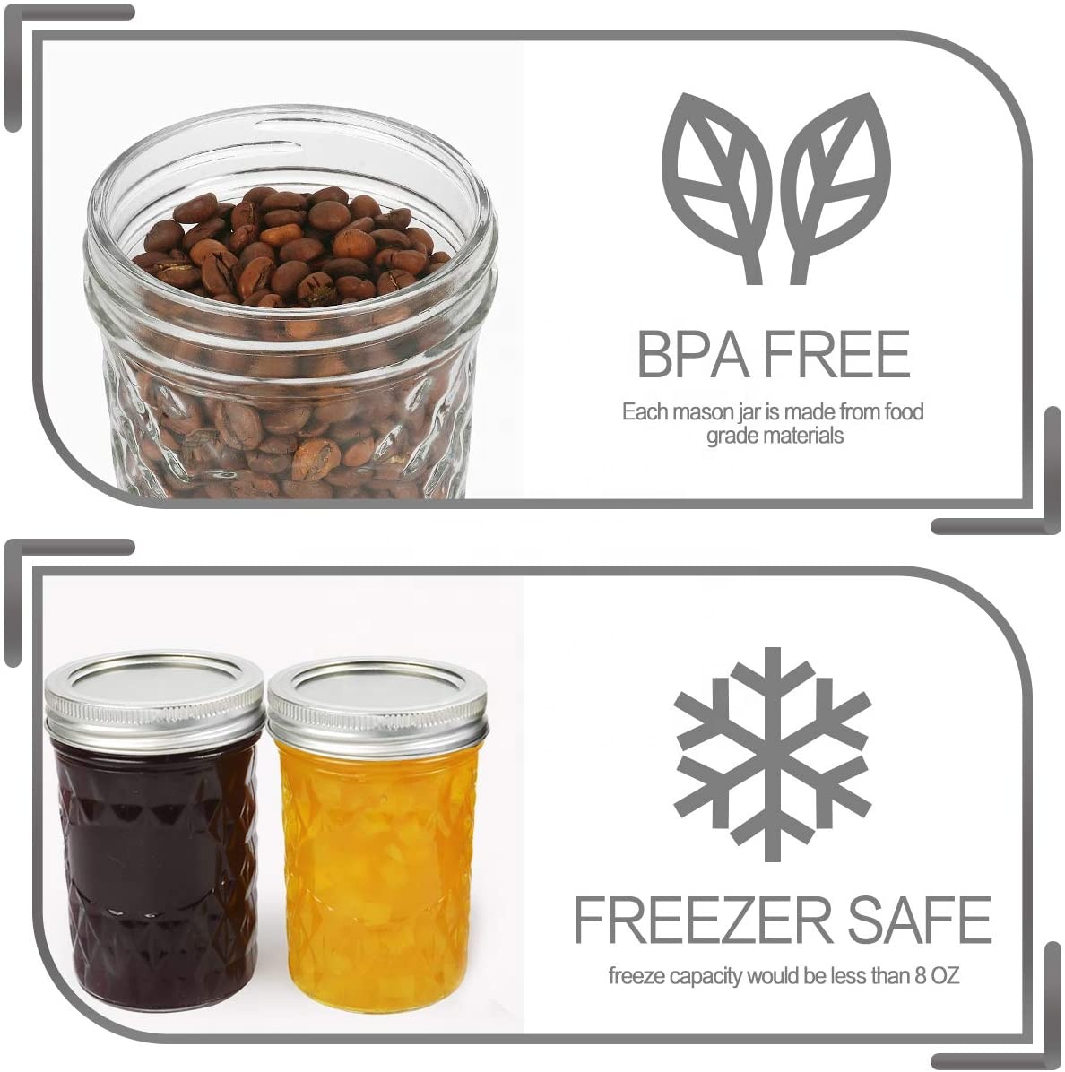 manufacturers wholesale custom Amazon HOT Selling mason jar wide mouth