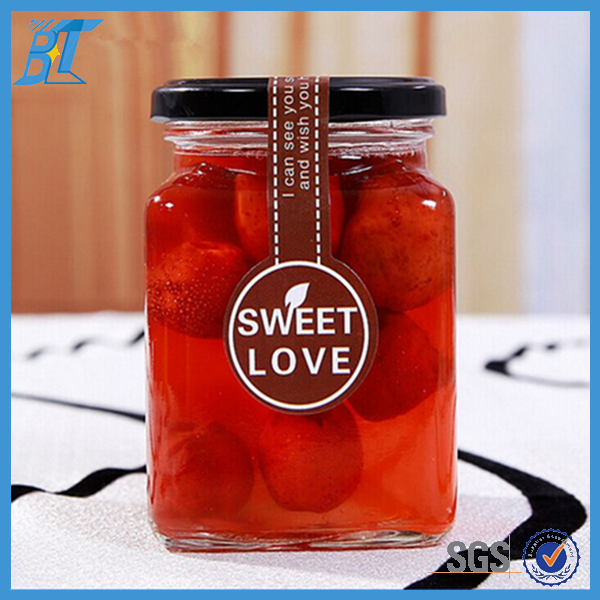 marmelade Jam jars 250ml glass square unique glass honey food jars with lids