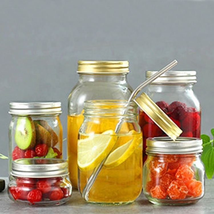 mason preserving jar 100ml 250ml 380ml 500ml 1000ml 32oz empty glass storage bottle with tinplate screw lid for jam honey pickle