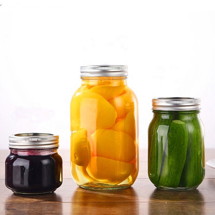 mason preserving jar 100ml 250ml 380ml 500ml 1000ml 32oz empty glass storage bottle with tinplate screw lid for jam honey pickle