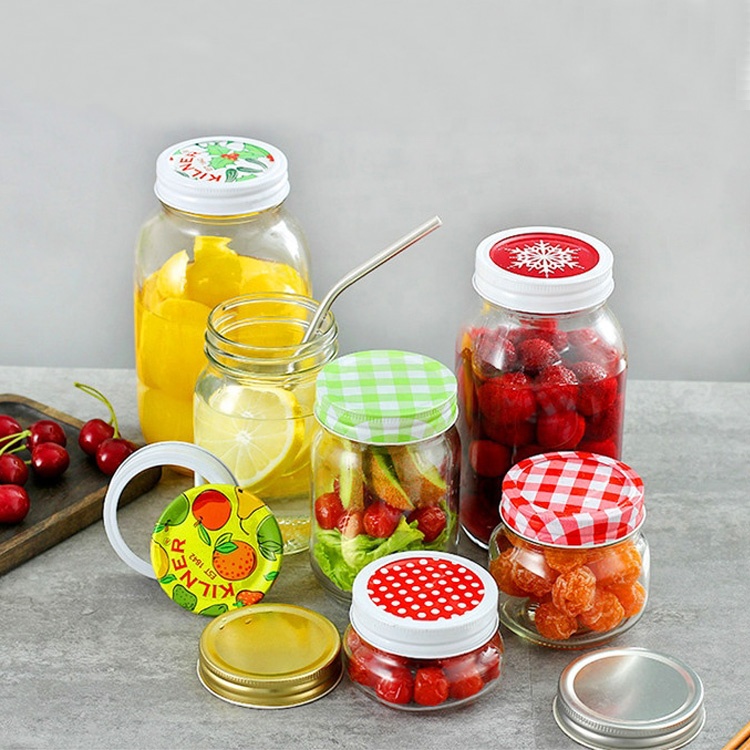 mason preserving jar 100ml 250ml 380ml 500ml 1000ml 32oz empty glass storage bottle with tinplate screw lid for jam honey pickle
