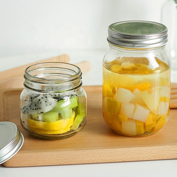 mason preserving jar 100ml 250ml 380ml 500ml 1000ml 32oz empty glass storage bottle with tinplate screw lid for jam honey pickle