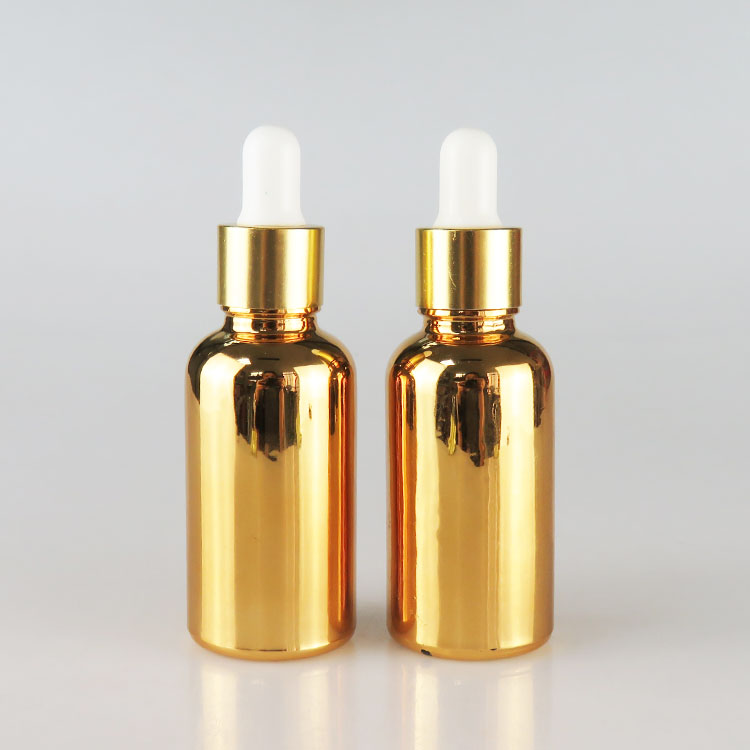 mass in stock wholesale 30ml e liquid gold glass dropper bottle with gold cap