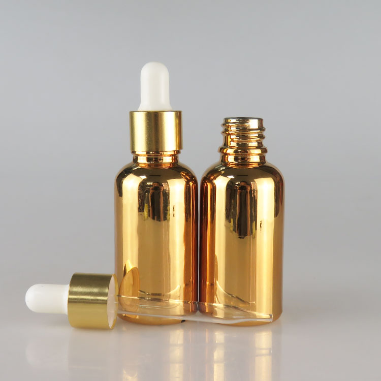 mass in stock wholesale 30ml e liquid gold glass dropper bottle with gold cap