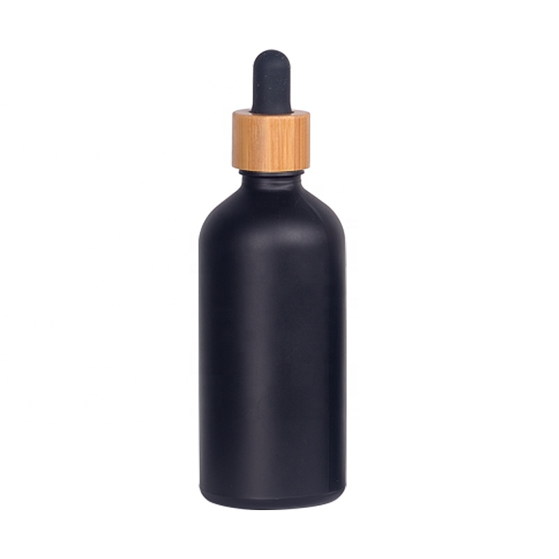 matt black glass bamboo bottles 15ml 20ml 30ml 50ml 100ml matte black glass essential oil bottles with bamboo wood dropper